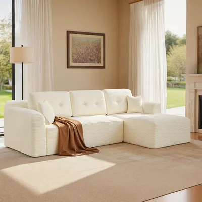 Produktbild von VASAGLE modulares Sofa 244 cm breit, vakuumverpackt, keine Montage erforderlich, mit großer Chaiselongue rechts