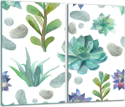 Produktbild von Herdabdeckplatten 2 teilig 30x52 Glaskeramikfeld Abdeckung Glas Blume