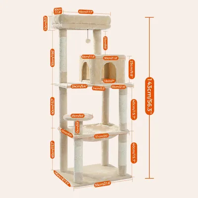 Produktbild von Kratzbaum - Katzenbaum - Katzenkletterwand - Sisal-Kratzbäume - Katzenbaum - Hängematte - Katzenhaus