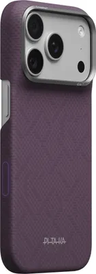 Image de Étui PITAKA Edge Case tissé, modèle Charoite, pour iPhone 18 Pro / 17 Pro, couleur violet