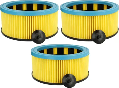 Produktbild von vhbw 3x Faltenfilter Ersatz für Metabo 631753000 für Staubsauger - Patronenfilter Gelb Schwarz Blau Abwaschbar
