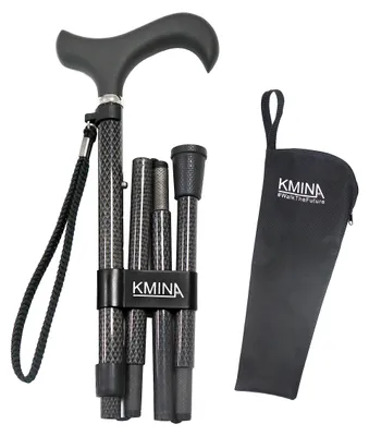 Produktbild von KMINA Gehstock Carbon klappbar 82-95 cm, Spazierstock mit Softgriff
