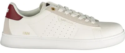 Image de Chaussure de sport blanche pour homme avec détails rouges et semelle intérieure amovible
