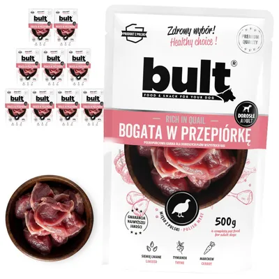Obrázek produktu pro BULT | Mokré krmivo pro psy s příchutí křepelky – sada 10 sáčků po 500 g – krmivo pro psy 500 g