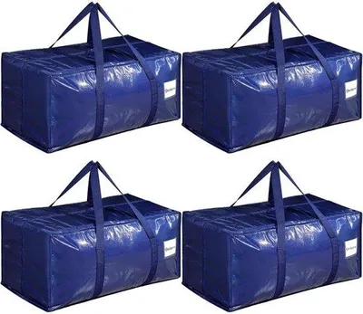 Productafbeelding van Verhuis- en transportkoffers - Grote transportkoffers met ritsen en handgrepen - Opvouwbaar - Ideaal voor verhuizingen, kamperen, beddengoed en kleding - Blauw - 4 stuks