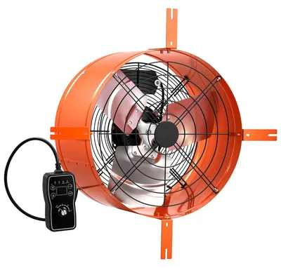 Produktbild von Giebellüfter - Dachbodenventilator - 40,6 cm - 3.304,6 m³/h Luftstrom - Thermostat - Kohlenstoffstahlgehäuse - Orange