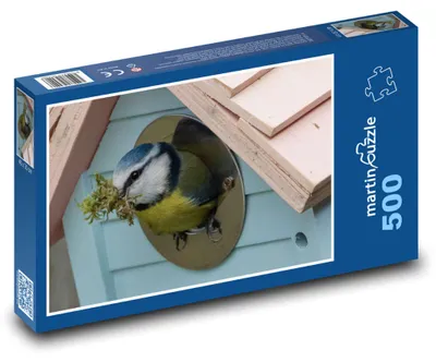 Produktbild von Puzzle 500 Blaumeise an der Nistkasten - martinpuzzle