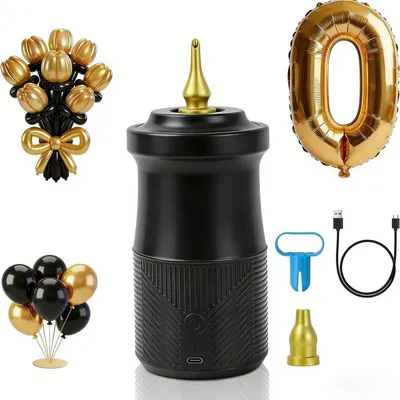 Produktbild von Elektrische Ballonpumpe Akku, 2000mAh Luftpumpen, 2 Düsen, 25W, tragbar & kabellos – für Party, Geburtstag, Weihnachten, Hochzeit Deko