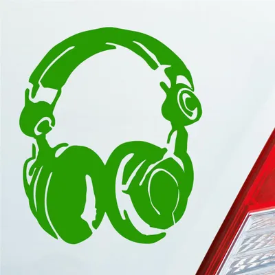 Produktbild von Auto Aufkleber DJ Kopfhörer Head Phones Music 10x12 cm Hellgrün Sticker Heckscheibenaufkleber