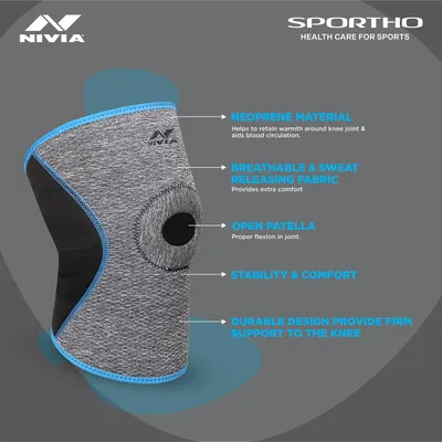 Imagen del producto de Rodillera ortopédica con orificio para la rótula, talla S, en color gris y , para hombres y mujeres