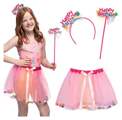 Immagine prodotto di Set costume Boland Fee rosa: diadema, bacchetta magica e tutù per bambini
