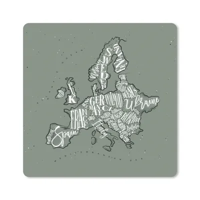 Produktbild von MuchoWow® Mauspad Mousepad Karte - Europa - Grau - Buchstaben 20x20 cm - Mousepads - Maus Mat - Pad - Mausunterlage - Desk Mat - Bureauartikeln