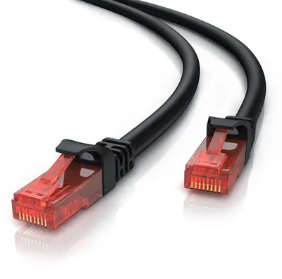 Produktbild von CSL LAN-Kabel CAT 6 Patchkabel 7,5 m, Gigabit-Netzwerkkabel mit 1000 Mbit/s bei 250 MHz, halogenfreie Isolierung, 2 x RJ45 mit Knickschutz, schwarz