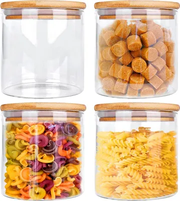 Image de Récipients à provisions avec couvercle Set de 4 - 650 ml - étanche à l'air - Récipients à provisions de cuisine - Récipients en verre Bocaux de conservation