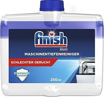 Produktbild von Finish Maschinentiefenreiniger – Flüssiger Maschinenreiniger gegen Kalk und Fett für eine saubere Spülmaschine – 12 x 250 ml Maschinenpfleger