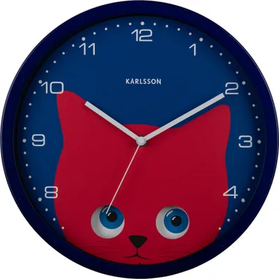 Produktbild von Karlsson – Wanduhr Peekaboo Cat – Dunkelblau – Ø30,8 cm