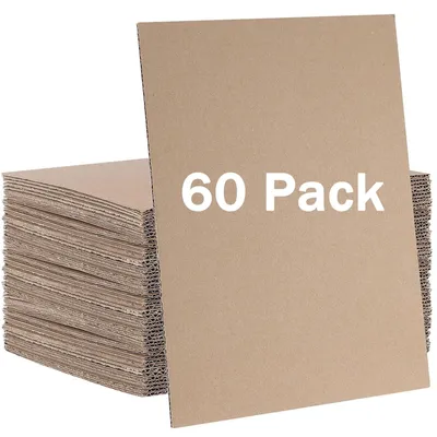 Productafbeelding van Kartonnen bakjes, 60 stuks - 3 mm dikke golfkartonplaten - A4 formaat - Verpakkingsmateriaal - Geschikt voor knutselprojecten - Duurzaam kraftpapier - Verpakking
