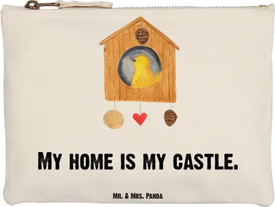 Produktbild von Mr. & Mrs. Panda Mäppchen Vogel Haus Grösse XL Große - Weiß - Geschenk, Vogelhaus, Waschbeutel, Waschtasche, Federmappe, Wohnung, Lustige Sprüche, Castle, Zuhause, Vögel