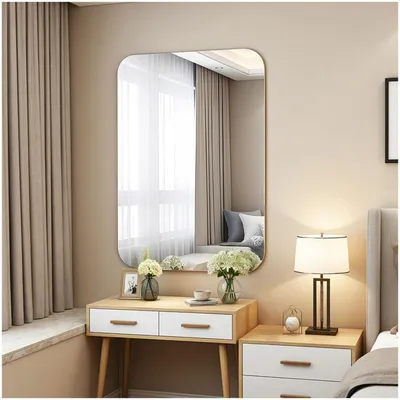 Image de Miroir mural rectangulaire sans cadre, dimensions 40x60 cm, verre HD, miroir de salle de bain