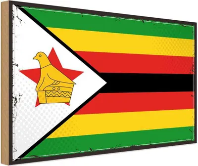 Produktbild von vianmo Holzschild 20x30 cm Simbabwes Zimbabwe Flagge Fahne Wappen