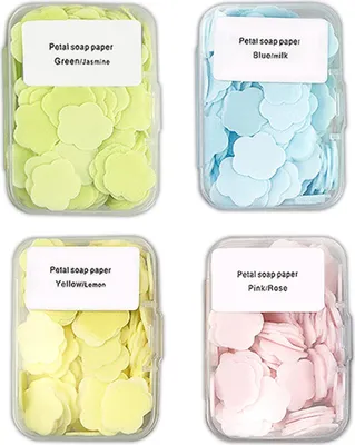 Produktbild von 400 Seifenblätter, tragbare und auflösbare Seifenpapierblätter zum Händewaschen und Reinigen (Set aus 4 Kartons)