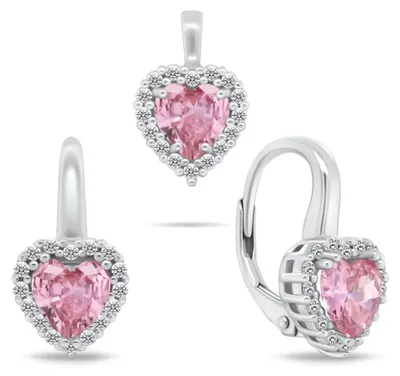 Produktbild von Silbernes Herz-Schmuckset mit Zirkonen SET273WP ( Ohrringe, Anhä nger)