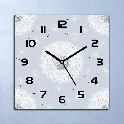 Produktbild von Wanduhr Echt-Glas-Küchenuhr Graue Löwenzähne Quarz Lautlos 30x30 Deko Bilder
