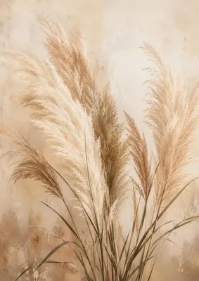 Produktbild von Botanisches Poster DIN A2 – Pampasgras Wandbild im Boho-Stil, matt