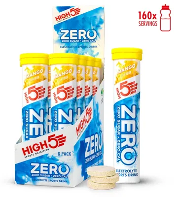 Immagine prodotto di HIGH5 ZERO Mango, pastiglie effervescenti senza zucchero, 8 confezioni da 20 pastiglie (160 pastiglie in totale)