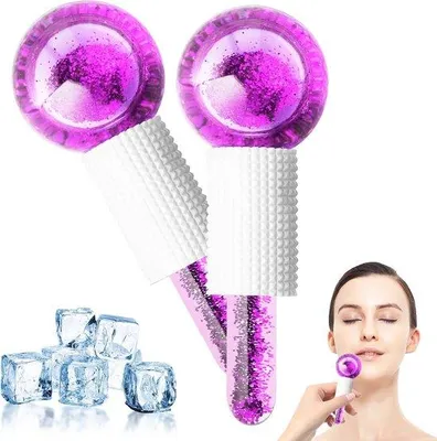 Produktbild von Famanu Set von 2 Gläsernen Eisballen – Gesichtsmassager für Augen und Wangen – Kühlende Spa Ice Globes – Blau