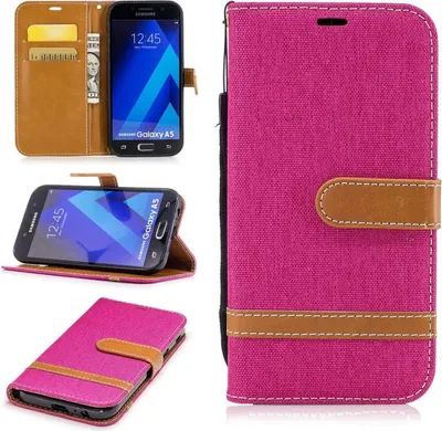 Produktbild von Tasche für Samsung Galaxy A5 2017 Jeans Cover Handy Schutz Hülle Case Pink