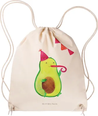 Produktbild von Mr. & Mrs. Panda Turnbeutel Avocado Geburtstag - Transparent - Geschenk, Jutebeutel, gymnastiktasche, Frucht, Überraschung, Feier, Kleiner Rucksack, Party, Stoffbeutel