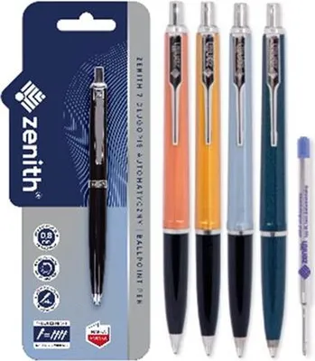Produktbild von Zenith, Blauer Kugelschreiber 0,8mm + Mine, Blister, 4570121