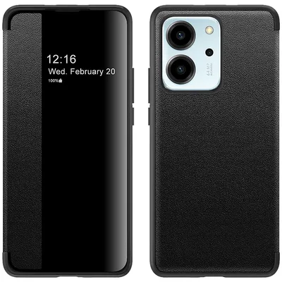 Obrázek produktu pro Pouzdro pro Honor 80 SE tenkéPolyuretankožené klopové pouzdro s okénkem pro zobrazení černé