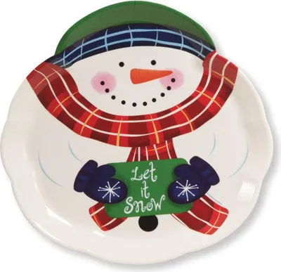 Produktbild von Weihnachtliches Melamin Tablett Schneemann 36cm