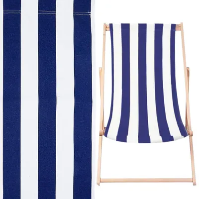 Image de Lot de 2 housses de rechange pour chaises de plage - Rayures bleues et blanches