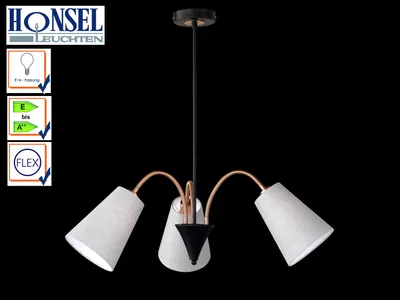 Produktbild von Edle 3-flammige Pendelleuchte HOPPER, Schwarz / Bronze Schirme flexibel Ø 94cm