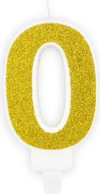 Immagine prodotto di Candela numero oro, scintillante, 7 cm, numero 0