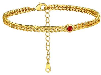 Productafbeelding van Enkelarmband Gouden Hart - Geboortesteen - Zirkonia - Kristal - Jubileumsieraden - 10,5 inch - 18k Verguld - Enkelband