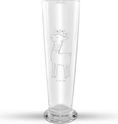 Produktbild von Mr. & Mrs. Panda Bierglas Lama König - Transparent - Geschenk, Mama, Weißbierglas, Bier Glas, Mr Mrs Weizenglas, Papa, Abitur, Vorgesetzter, Freundin, Lamas, Weizenbier