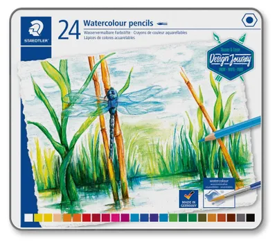 Image de Staedtler - crayon de couleur aquarelle, boîte métallique avec 24 couleurs