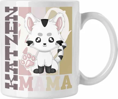 Produktbild von Trendation - Katze Mama Tasse Geschenk für Katzen Besitzerin Spruch Geschenkidee (Weiß)