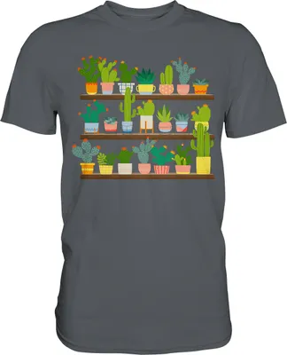 Produktbild von Kaktus Pflanzen Sammler Sukkulenten T-Shirt – Dark Grey / XXL