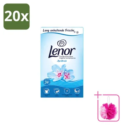 Obrázek produktu pro 20 balení Lenor ubrousků do sušičky prádla, vůně "Jarní svěžest" - 34 kusů - výhodný balení - 20 kusů v balení