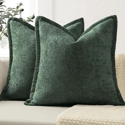 Obrázok produktu pre Chenille návliečky na vankúše 40x40 cm, 2 ks, tmavozelená, pre gauč
