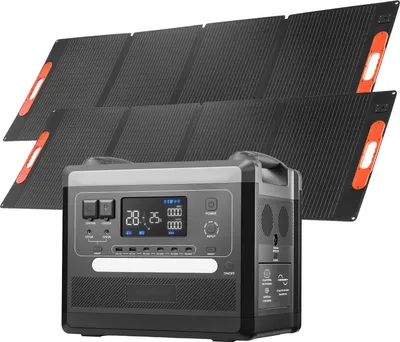 Obrázek produktu pro Přenosná powerbanka – solární generátor – 2400 W – 2160 Wh LiFePO4 baterie – 2 skládací 200 W solární panely – 10 výstupů – rozšiřitelná baterie – pro nouzové napájení, kempování, karavany