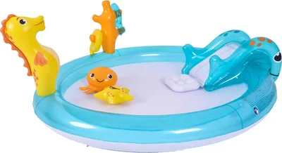 Produktbild von SunClub Planschbecken Erlebnispool "Seepferdchen" 200x152x40 cm, mit Wassersprüher und Rutsche