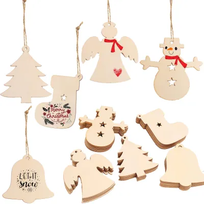 Productafbeelding van Houten kersthangers - Set van 50 - Kerstboom - Doe-het-zelf decoratie - Hangers
