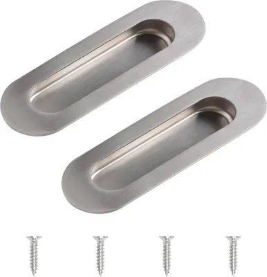Produktbild von Edelstahl ovaler Schubbezug, 2-teilig, silber gebürstet, Schrank