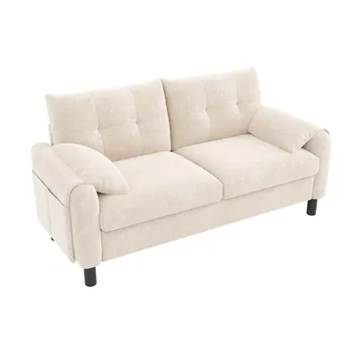 Produktbild von Modernes 2-Sitzer Sofa,bequemes Polstersofa aus Chenille Stoff mit dicken Kissen,gemütliche Couch,Polstermöbel im skandinavischen Design